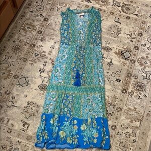 Knox Rose Blue and Green Floral Maxi Dress